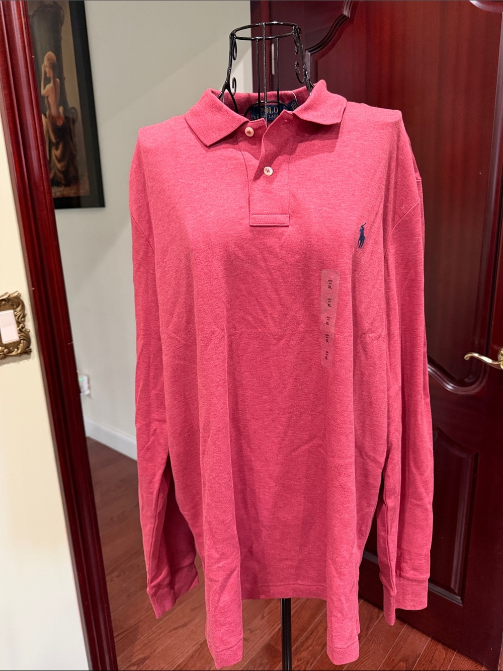Polo by Ralph Lauren Long-Sleeve Polo - Rose Pink with Navy Logo
